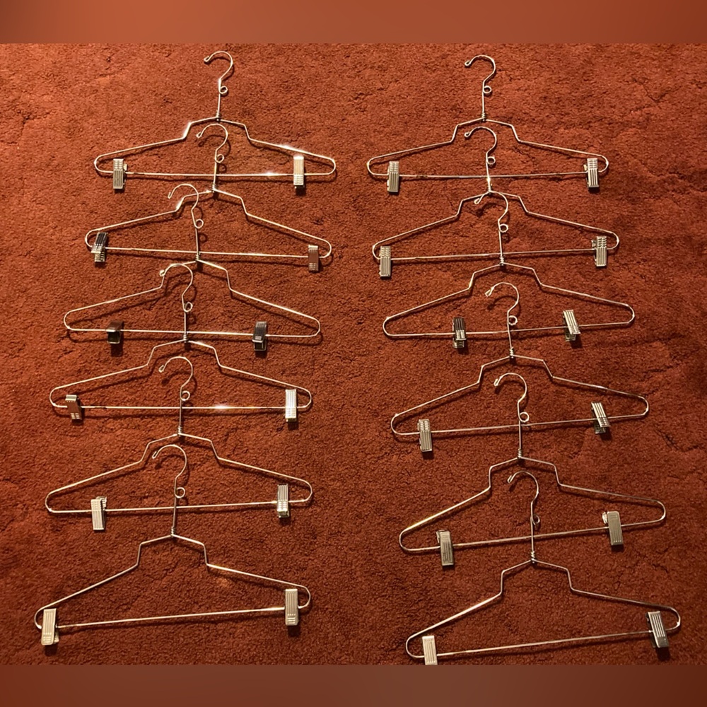 Set of 12 Metal Clip Hangers - Silver Tone